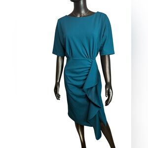 Calvin Klein Asymmetrical Teal Dress